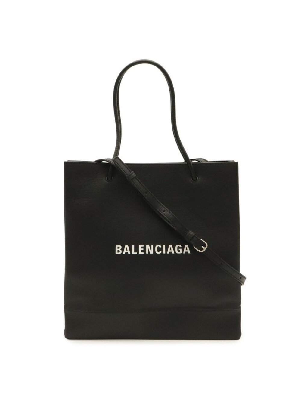 Balenciaga Logo Shopping Tote S 2-Way Shoulder Bag Crossbody Leather Black